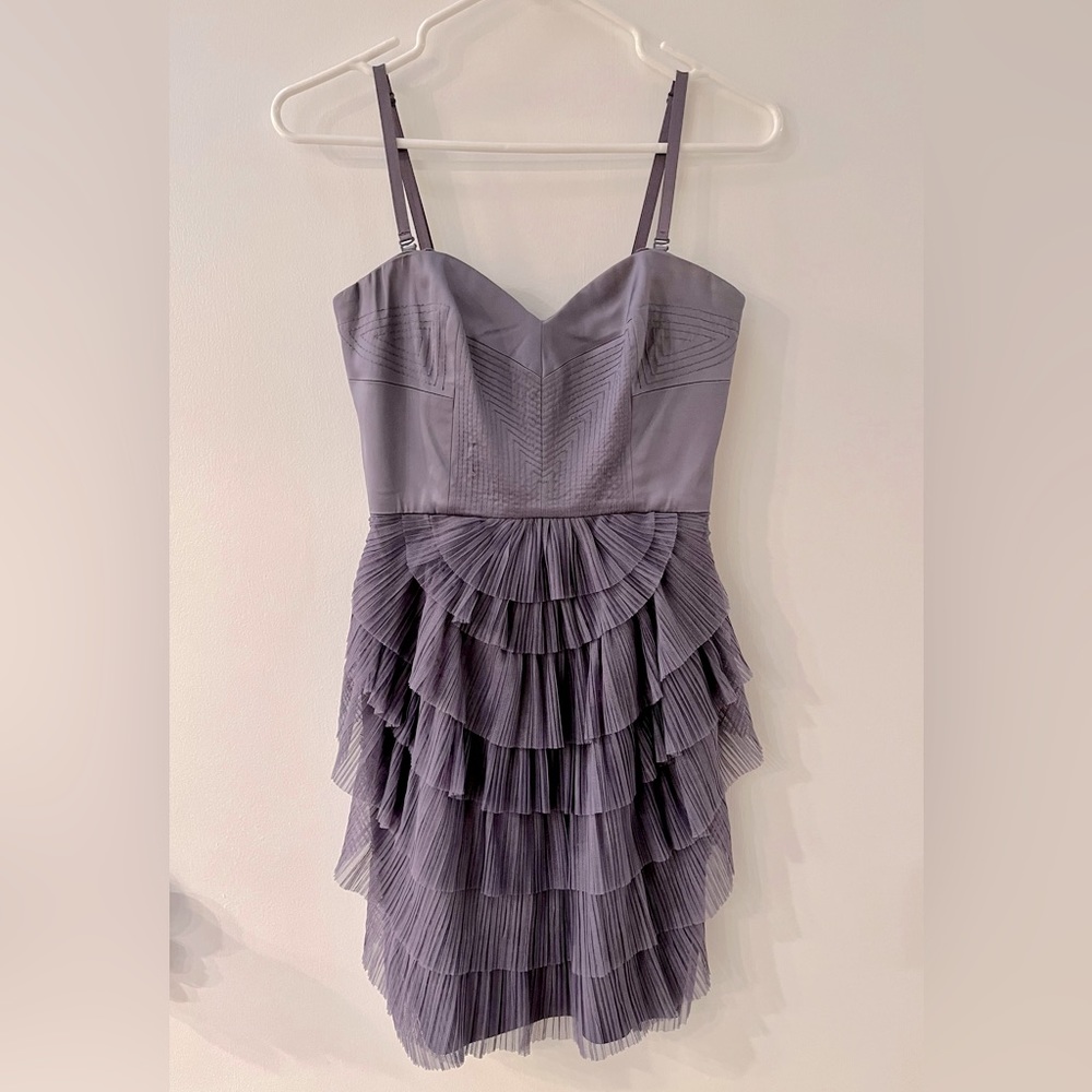 BCBGMAXAZRIA tiered tulle cocktail dress- purple - size 0